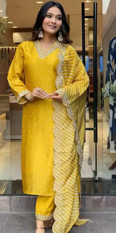 AD 149 Yellow Color Heavy Modal Silk Embroidery work Kurti Casual, Wedding, Party, Festive, Events Etc. Expected Delivery 4-6 Working Days @1899/- | Bollywood Kurti, Creative Kurtis, Designer Kurti, Kurti, Party Wear Kurti, Selfie Kurti