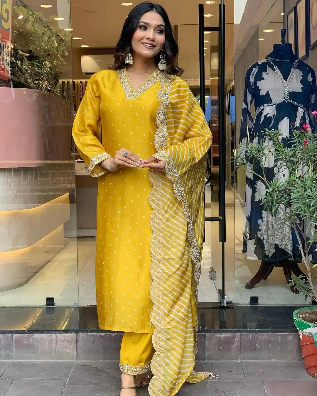 AD 149 Yellow Color Heavy Modal Silk Embroidery work Kurti Casual, Wedding, Party, Festive, Events Etc. Expected Delivery 4-6 Working Days @1899/- | Bollywood Kurti, Creative Kurtis, Designer Kurti, Kurti, Party Wear Kurti, Selfie Kurti