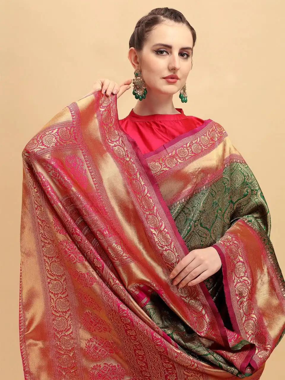 KP 1039 Green Color Soft Lichi Silk Jacquard Work Saree Casual, Party Wear, Wedding, Events Etc. Expected Delivery 4-6 Working Days @1499/- | Bollywood Sarees, Creative Sarees, Designer Sarees, Embroidered Sarees, Ethnic Saree, Modern Digital sarees, Party Wear Sarees, Sarees