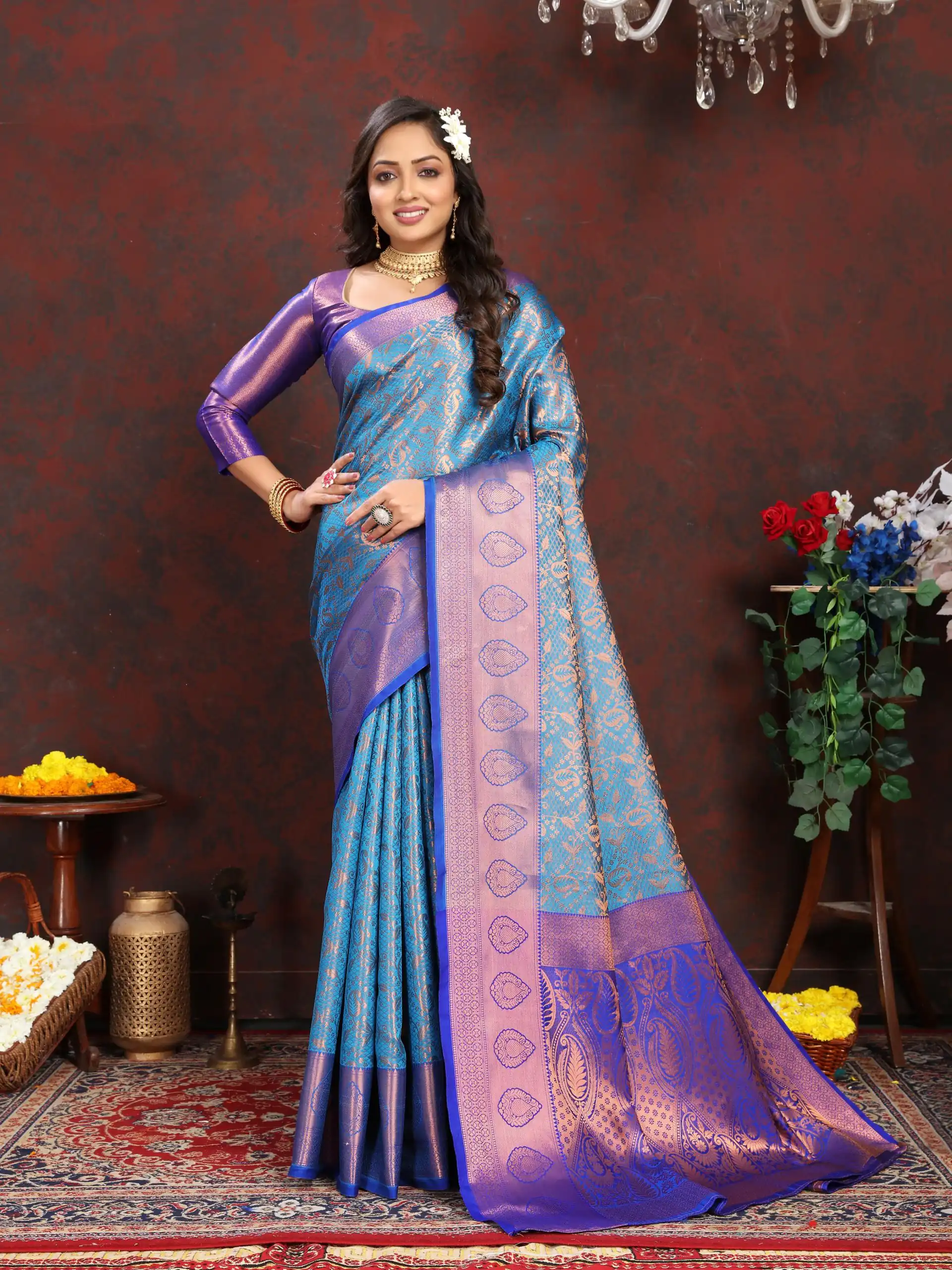 MB™️  3262 Blue Color Lichi Silk Gold And Cooper Zari Weaving saree Casual, Wedding, Party, Festival, Events, Etc. Expected Delivery 4-6 Working Days @1599/- | Embroidered Sarees, Bollywood Sarees, Creative Sarees, Designer Sarees, Ethnic Saree, Modern Digital sarees, Party Wear Sarees, Sarees