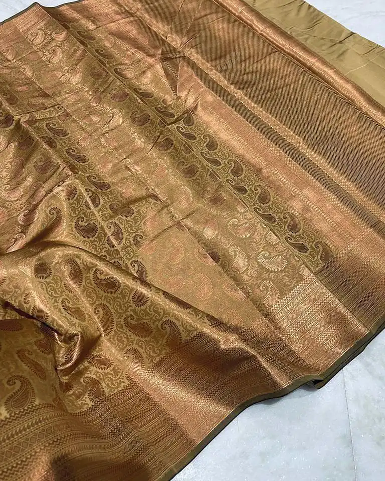 MS 252 Golden Color Soft Lichi Silk Border And Rich Pallu Saree Casual, Party Wear, Wedding, Events, Etc. Expected Delivery 4-6 Working Days 1449/- | Bollywood Sarees, Creative Sarees, Designer Sarees, Embroidered Sarees, Ethnic Saree, Modern Digital sarees, Party Wear Sarees, Sarees