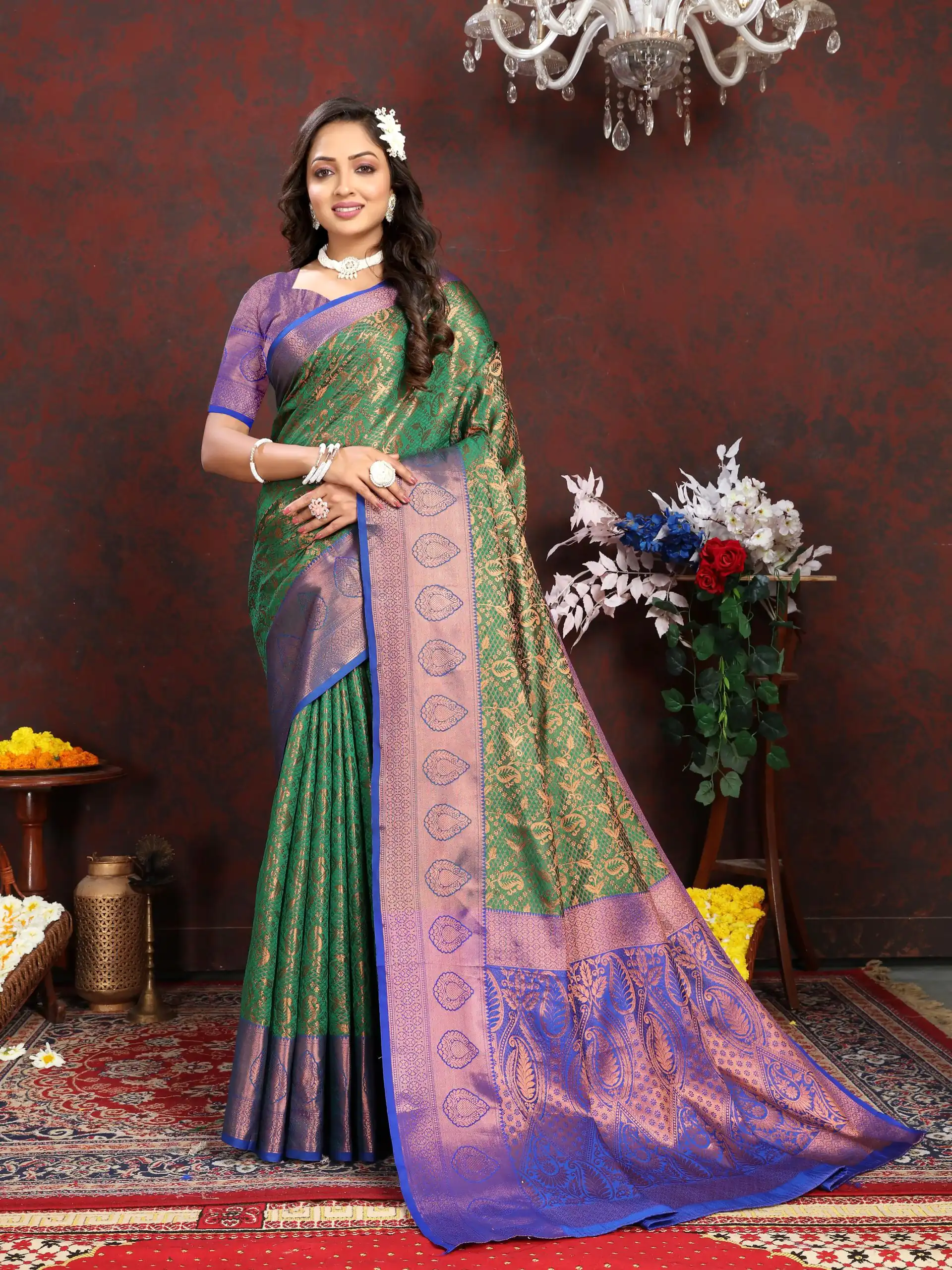 MB™3262 Green Color Lichi Silk Gold And Cooper Zari Weaving saree Casual, Wedding, Party, Festival, Events, Etc. Expected Delivery 4-6 Working Days @1599/- | Bollywood Sarees, Creative Sarees, Designer Sarees, Embroidered Sarees, Ethnic Saree, Modern Digital sarees, Party Wear Sarees, Sarees