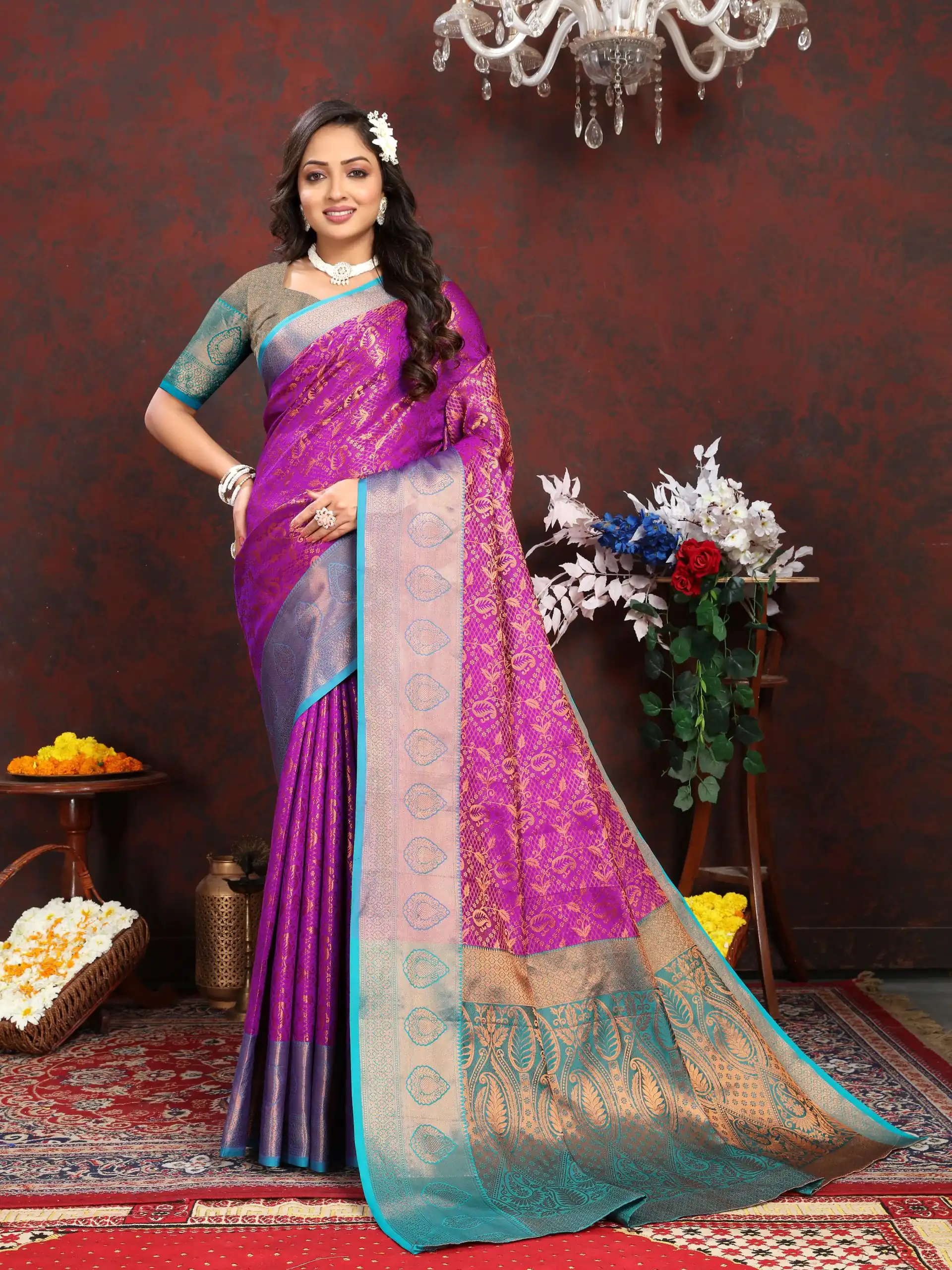 MB™ 3262 Purple Color Lichi Silk Gold And Cooper Zari Weaving saree Casual, Wedding, Festival, Events, Etc. Expected Delivery 4-6 Working Days @1599/- | Bollywood Sarees, Creative Sarees, Designer Sarees, Embroidered Sarees, Ethnic Saree, Modern Digital sarees, Party Wear Sarees, Sarees
