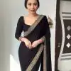 Dreamy Black Color Heavy Velvet with Lace work. Sequence Designer Saree