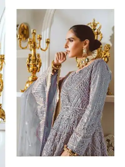 FC:-001021 Grey color heavy net with Embroidery And Sequence Work Classic Anarkali Suit Wedding,Party,Festive@1999/- Only | Anarkali Suits, Bollywood Anarkali, Creative-Anarkali, Designer Anarkali, Embroidered Anarkali, Party Wear Anarkali
