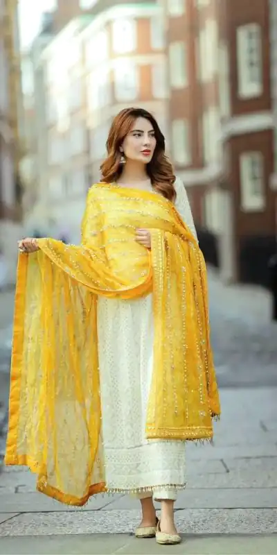 AD 146 White Color Faux Georgette Embroidery Sequence Work Kurti Casual, Party, Festive, Events Etc. Expected Delivery 4-6 Working Days @2299/- | Bollywood Kurti, Creative Kurtis, Designer Kurti, Kurti, Party Wear Kurti, Selfie Kurti