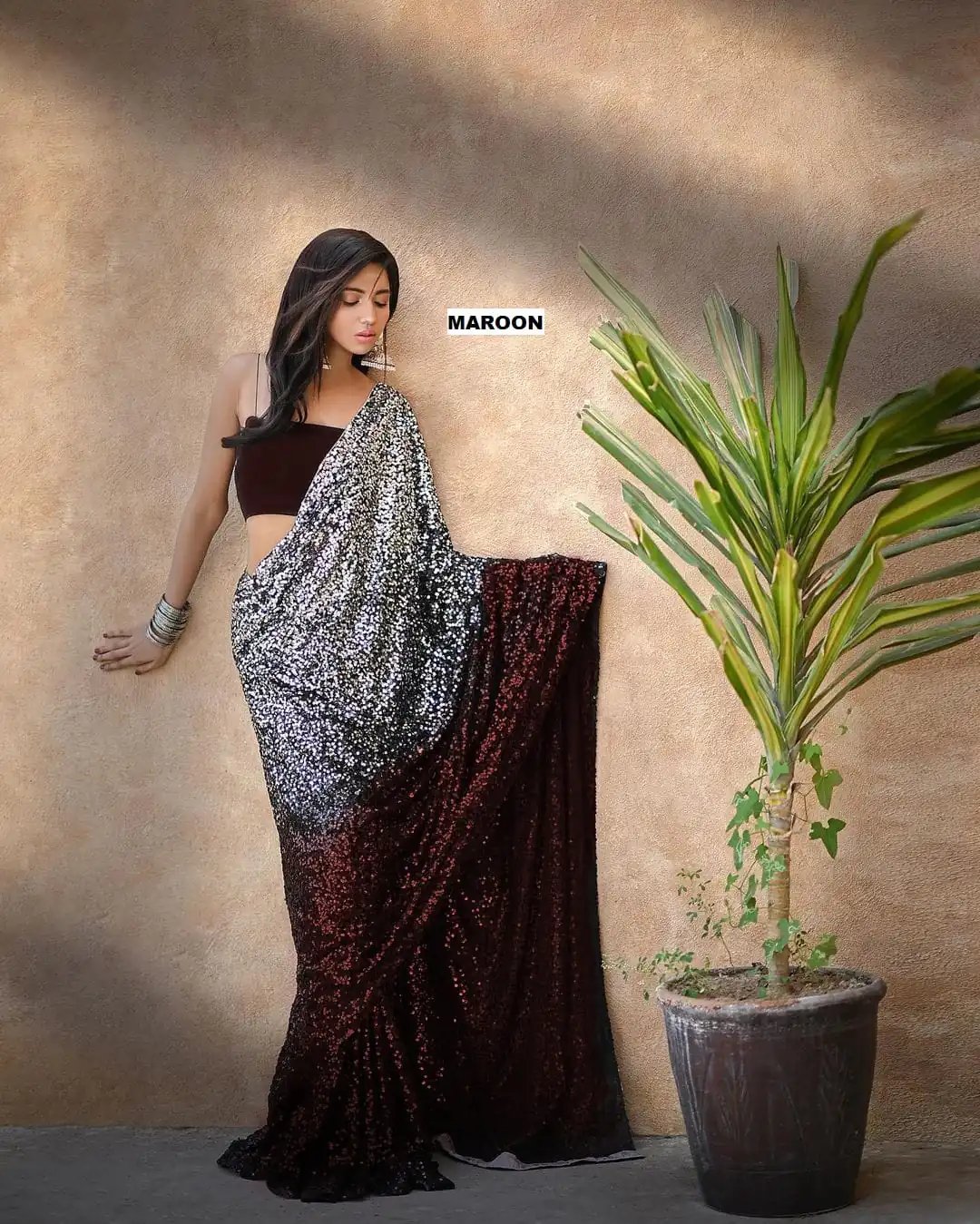 DF 3367 Maroon Color Heavy 60 Gram Georgette Sequins Work Saree Casual, Party Wear, Wedding, Events Etc Delivery Expected.4-6 Working Days 1750/- | Bollywood Sarees, Creative Sarees, Designer Sarees, Embroidered Sarees, Ethnic Saree, Modern Digital sarees, Party Wear Sarees, Sarees