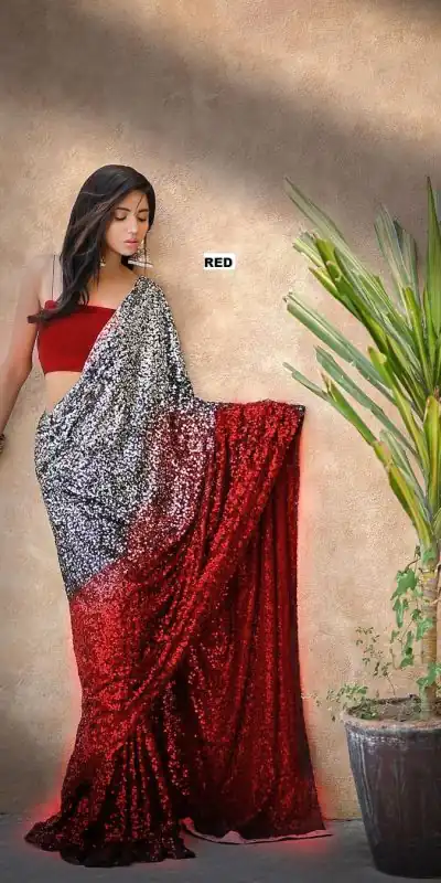 DF 3367 Red Color Heavy 60 Gram Georgette Sequins Work Saree Casual, Party Wear, Wedding, Events Etc Delivery Expected.4-6 Working Days 1750/- | Embroidered Sarees, Bollywood Sarees, Creative Sarees, Designer Sarees, Ethnic Saree, Modern Digital sarees, Party Wear Sarees, Sarees