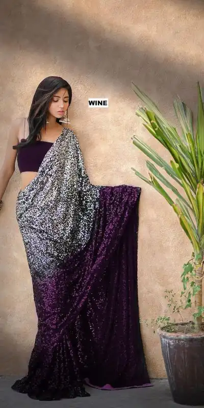 DF 3367 Wine Color Heavy 60 Gram Georgette Sequins Work Saree Casual, Party Wear, Wedding, Events Etc Delivery Expected.4-6 Working Days 1750/- | Embroidered Sarees, Bollywood Sarees, Creative Sarees, Designer Sarees, Ethnic Saree, Modern Digital sarees, Party Wear Sarees, Sarees