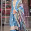 Fantastic Blue Color Georgette Embroidery Work Sharara Suit