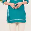 Fashionable Blue Color Heavy Rayon With Embroidery Kurti