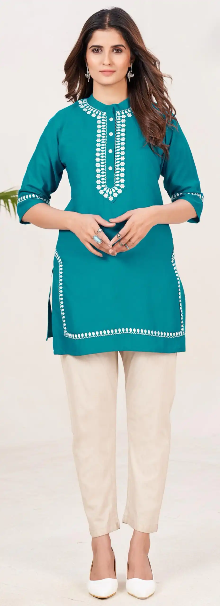  INLI Zia Blue  Color Rayon With Embroidery work Kurti Casual, Wedding, Party, Festive, Events Etc. Expected Delivery 4-6 Working Days @1299/- | Bollywood Kurti, Creative Kurtis, Designer Kurti, Kurti, Party Wear Kurti, Selfie Kurti