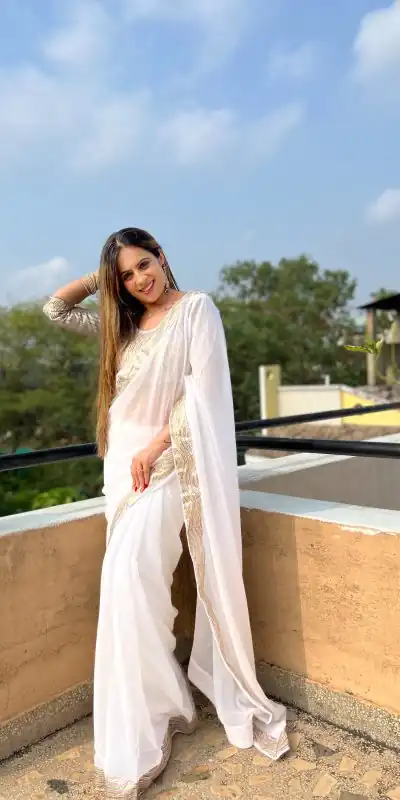 Jr 579 White Color Georgette Heavy Sequence Work Saree Casual, Party Wear, Wedding, Events Etc. Expected Delivery 4-6 Working Days 1549/- | Bollywood Sarees, Creative Sarees, Designer Sarees, Embroidered Sarees, Ethnic Saree, Modern Digital sarees, Party Wear Sarees, Sarees