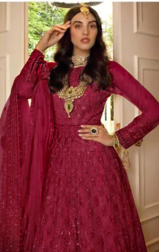 FC 194 Red Color Net Embroidery And Mirror work Anarkali Suit Wedding, Party, Festive, Events Etc. Expected 4-6 Working Days @1999/- | Anarkali Suits, Bollywood Anarkali, Creative-Anarkali, Designer Anarkali, Embroidered Anarkali, Party Wear Anarkali