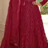 Grace Red Color Net Embroidery And Mirror work Anarkali Suit