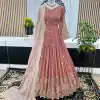 ZF 359 Peach Color Georgette Embroidery Sequence Work Gown Casual, Wedding, Party, Festive, Events Etc. Expected Delivery 4-6 Working Days @1999/- | Bollywood Gowns, Creative Gowns, Designer Gowns, Embroidered Gowns, Gowns, Party Wear Gowns