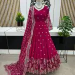 ZF 359 Rani Pink Color Georgette Embroidery Sequence Work Gown Casual, Wedding, Party, Festive, Events Etc. Expected Delivery 4-6 Working Days @1999/- | Bollywood Gowns, Creative Gowns, Designer Gowns, Embroidered Gowns, Gowns, Party Wear Gowns