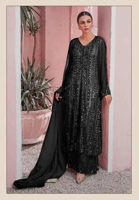 DS 001255 Black Color Georgette Embroidered Straight Pakistani Salwar Suit Casual, Wedding, Festive, Events Etc. Expected Delivery 4-6 Working Days @1949/- | Jump Suits, Casual Suits, Creative suits, Designer Suits, Palazzo Suits, Party Wear Suits, Patiala Suits, Salwar suit, Straight Suits