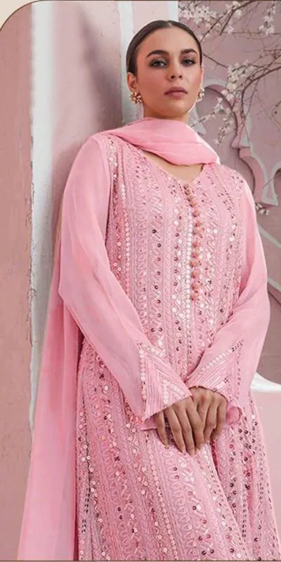 DS 001255 Pink Color Georgette Embroidered Straight Pakistani Salwar Suit Casual, Wedding, Festive, Events Etc. Expected Delivery 4-6 Working Days @1949/- | Jump Suits, Casual Suits, Creative suits, Designer Suits, Palazzo Suits, Party Wear Suits, Patiala Suits, Salwar suit, Straight Suits