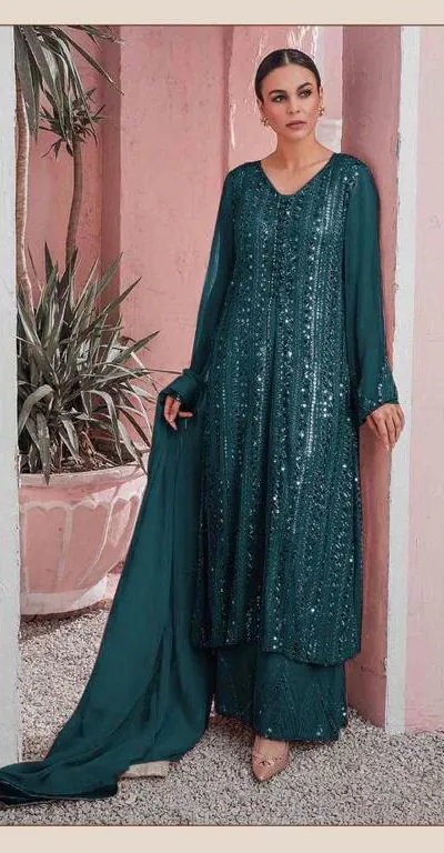 DS 001255 Stone Green Color Georgette Embroidered Straight Pakistani Salwar Suit Wedding, Festive, Events Etc. Expected Delivery 4-6 Working Days @1949/- | Jump Suits, Casual Suits, Creative suits, Designer Suits, Palazzo Suits, Party Wear Suits, Patiala Suits, Salwar suit, Straight Suits