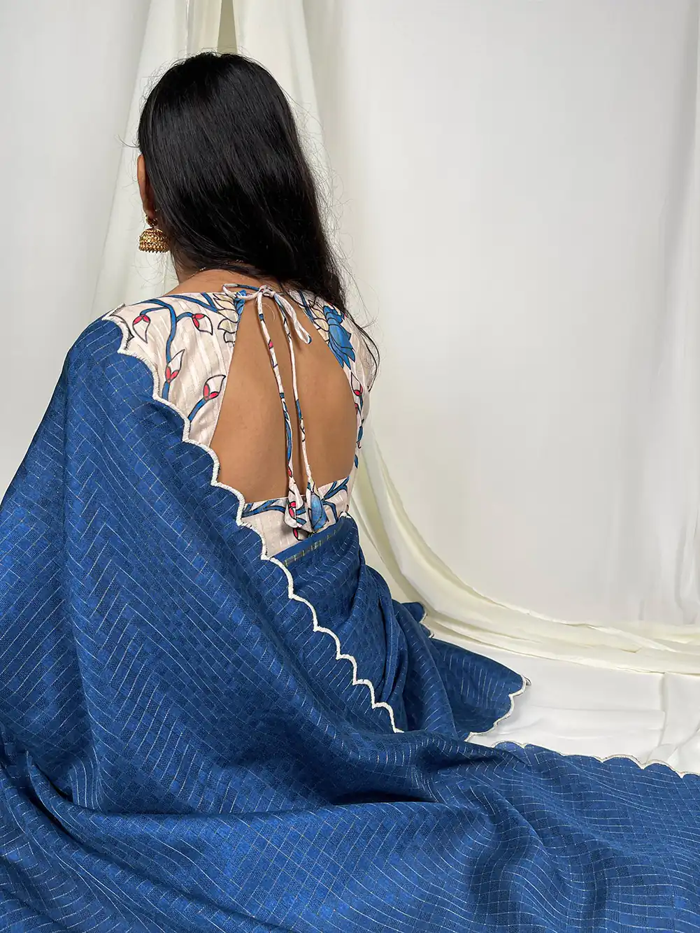 YNF 7706 Blue :Saree Fabric Gadhawal Chex :Saree Work :Arca Work Blouse Fabric : Linan patta silk Party wear Designer Saree @1349 | Bollywood Sarees, Creative Sarees, Designer Sarees, Modern Digital sarees, Party Wear Sarees, Sarees