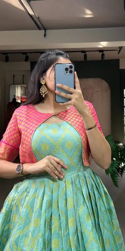 YNF 5301 Green Color Gown : Georgette Work : Printed Casual, Wedding, Festive, Events, Designer Party Wear, White Gown @1649/- | Bollywood Gowns, Creative Gowns, Designer Gowns, Embroidered Gowns, Gowns, Party Wear Gowns