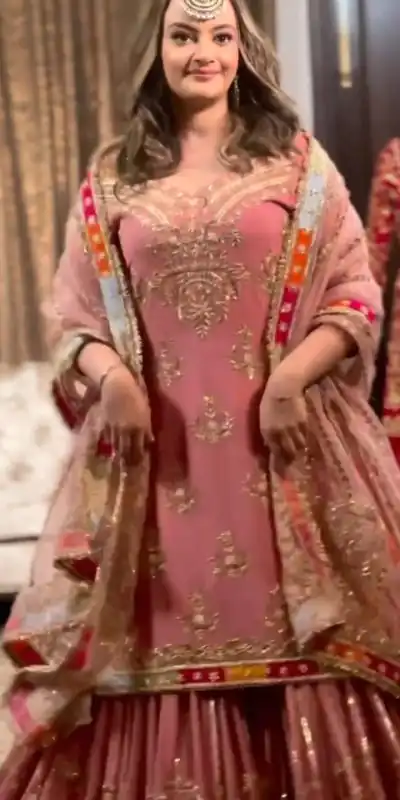 NSR 722 Pink Color Georgette Embroidery Sequence Work Sharara Suit Casual, Wedding, Party, Festive, Events Etc. Expected Delivery 4-6 Working Days 2199/- | Jump Suits, Casual Suits, Creative suits, Designer Suits, Palazzo Suits, Party Wear Suits, Patiala Suits, Salwar suit, Straight Suits
