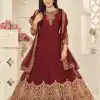 Marvelous Maroon Color Georgette Cording Stone Work Anarkali Suit