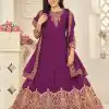 Marvelous Purple Color Georgette Cording Stone Work Anarkali Suit