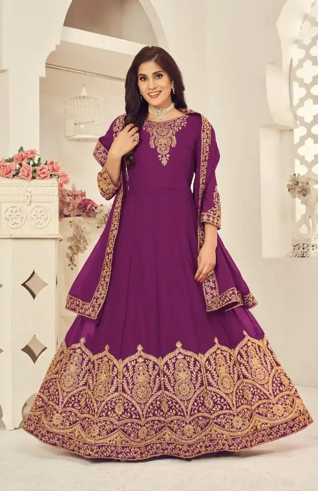 DS 1123 Purple color Georgette Cording Stone Work Anarkali Suit Wedding, Party, Festive, Events Etc. Expected Delivery 4-6 Working Days @2199/- | Anarkali Suits, Bollywood Anarkali, Creative-Anarkali, Designer Anarkali, Embroidered Anarkali, Party Wear Anarkali