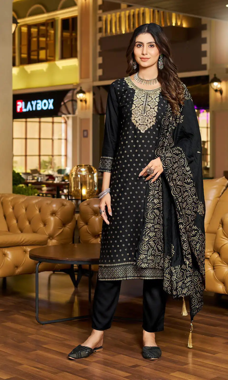 INLI Jasmin 3 Black Color Rayon Embroidery Work Printed Kurti Casual, Wedding, Party, Festive, Events Etc. Expected Delivery 4-6 Days @1849/- | Bollywood Kurti, Creative Kurtis, Designer Kurti, Kurti, Party Wear Kurti, Selfie Kurti