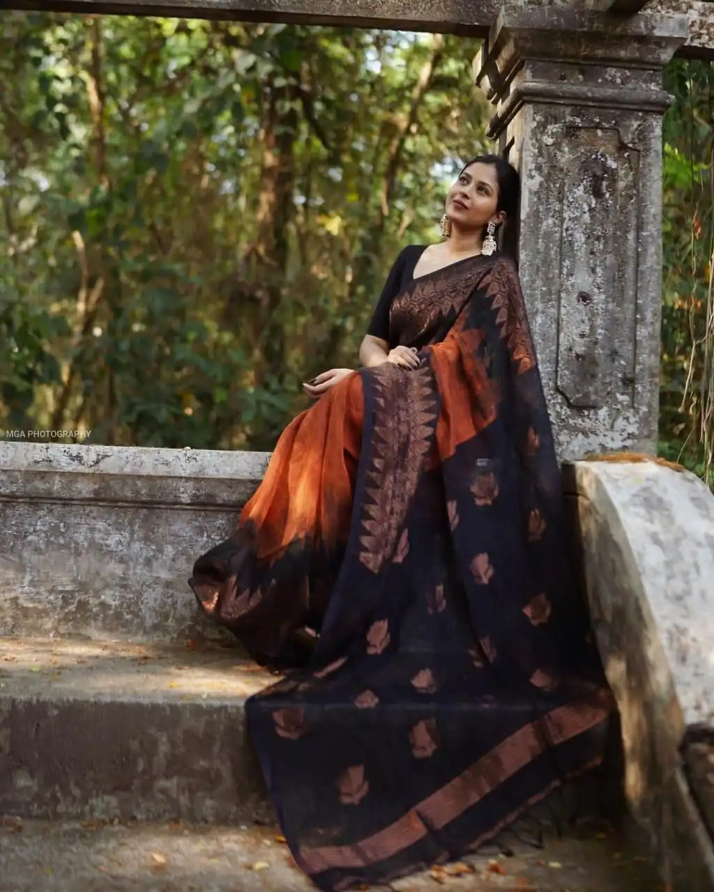 KP 5053 Black & Orange Color Soft Lilan Slab Weaving Work Saree Casual, Party Wear, Wedding, Events Etc. Expected Delivery 4-6 Working Days @1499/- | Bollywood Sarees, Creative Sarees, Designer Sarees, Embroidered Sarees, Ethnic Saree, Modern Digital sarees, Party Wear Sarees, Sarees