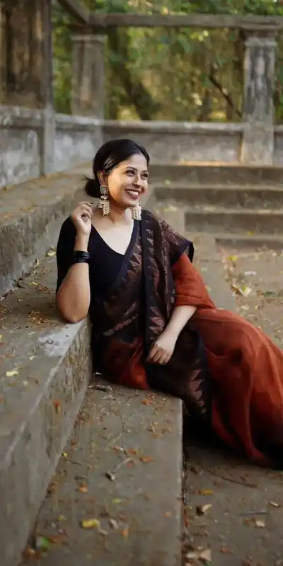 KP 5053 Black & Orange Color Soft Lilan Slab Weaving Work Saree Casual, Party Wear, Wedding, Events Etc. Expected Delivery 4-6 Working Days @1499/- | Bollywood Sarees, Creative Sarees, Designer Sarees, Embroidered Sarees, Ethnic Saree, Modern Digital sarees, Party Wear Sarees, Sarees