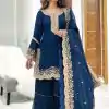 NSR 797 Royal Blue Color Faux Georgette Embroidery Work Sharara Suit Casual, Wedding, Party, Festive, Events Etc.   Expected Delivery 4-6 Working Days 2099/- | Jump Suits, Casual Suits, Creative suits, Designer Suits, Palazzo Suits, Party Wear Suits, Patiala Suits, Salwar suit, Straight Suits