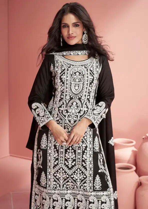 Ashirwad 9904  Black Color heavy sequence Embroidery work Salwar Suit , Wedding, Party, Festive, Events Etc. Expected Delivery 4-6 Working Days @2999/- | Jump Suits, Casual Suits, Creative suits, Designer Suits, Palazzo Suits, Party Wear Suits, Patiala Suits, Salwar suit, Straight Suits