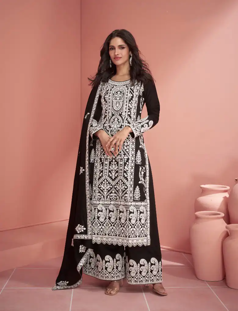Ashirwad 9904  Black Color heavy sequence Embroidery work Salwar Suit , Wedding, Party, Festive, Events Etc. Expected Delivery 4-6 Working Days @2999/- | Jump Suits, Casual Suits, Creative suits, Designer Suits, Palazzo Suits, Party Wear Suits, Patiala Suits, Salwar suit, Straight Suits