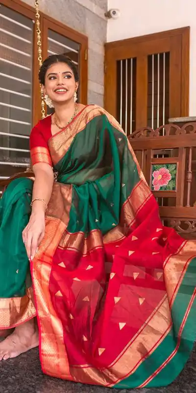 DDF Triveni Green Color Banarasi Soft Silk Ordinary Design Saree Casual, Party Wear, Wedding, Events, Etc. Expected Delivery 4-6 Working Days 1499/- | Bollywood Sarees, Creative Sarees, Designer Sarees, Embroidered Sarees, Ethnic Saree, Modern Digital sarees, Party Wear Sarees, Sarees