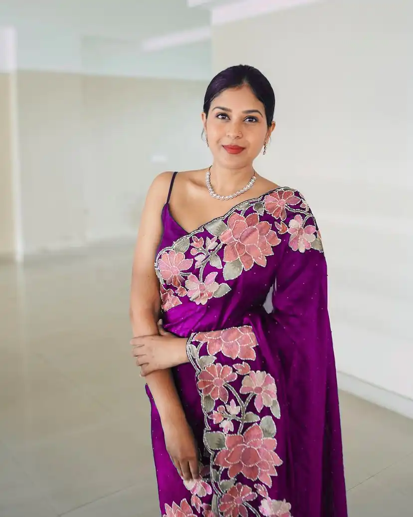 VVT 508 Purple Color Heavy Rangoli with Multi embroidery Saree Casual, Party Wear, Wedding, Events, Etc. Expected Delivery 4-6 Working Days 1999/- | Bollywood Sarees, Creative Sarees, Designer Sarees, Embroidered Sarees, Ethnic Saree, Modern Digital sarees, Party Wear Sarees, Sarees