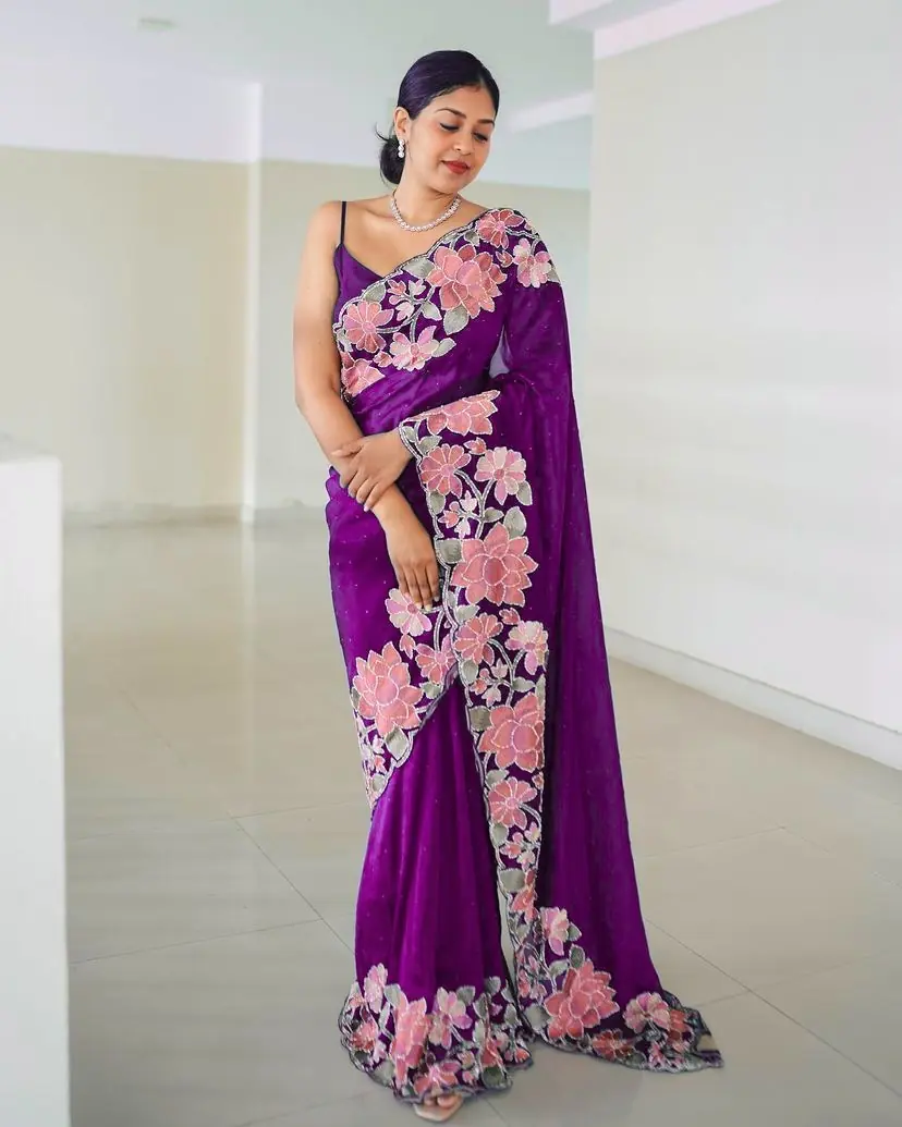 VVT 508 Purple Color Heavy Rangoli with Multi embroidery Saree Casual, Party Wear, Wedding, Events, Etc. Expected Delivery 4-6 Working Days 1999/- | Bollywood Sarees, Creative Sarees, Designer Sarees, Embroidered Sarees, Ethnic Saree, Modern Digital sarees, Party Wear Sarees, Sarees