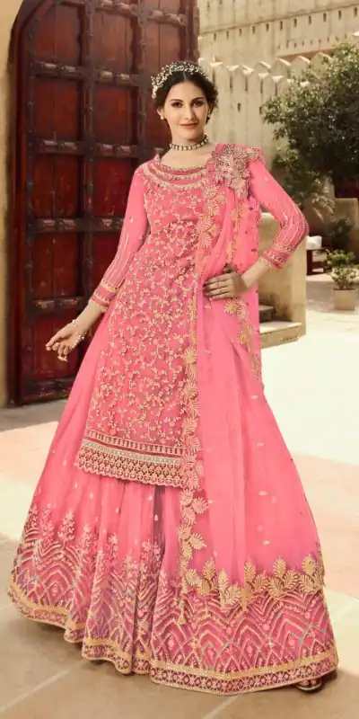 S 15030 Pink Color Georgette Soft Net Sequence Embroidery Work Lehenga Choli Wedding, Party, Events Etc. Expected Delivery 4-6 Working Days @2299/- | Bollywood Lehenga, Creative Lehenga, Designer Lehenga, Embroidered Lehenga, Lehenga, Party Wear Lehenga