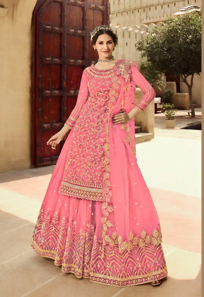 S 15030 Pink Color Georgette Soft Net Sequence Embroidery Work Lehenga Choli Wedding, Party, Events Etc. Expected Delivery 4-6 Working Days @2299/- | Bollywood Lehenga, Creative Lehenga, Designer Lehenga, Embroidered Lehenga, Lehenga, Party Wear Lehenga