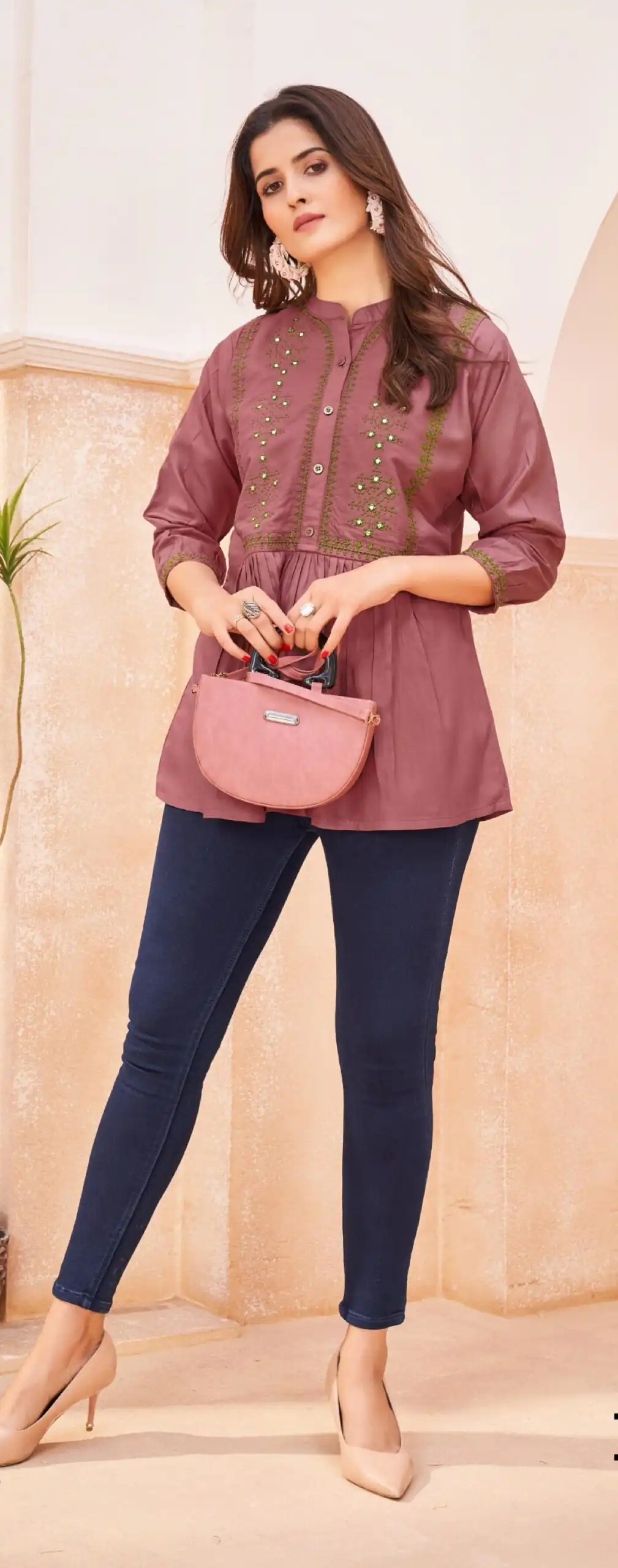 INLI Bubbly Peach Color Heavy Rayon Embroidery work Kurti Casual, Wedding, Party, Festive, Events Etc. Expected Delivery 4-6 Working Days @999/- | Bollywood Kurti, Creative Kurtis, Designer Kurti, Kurti, Party Wear Kurti, Selfie Kurti