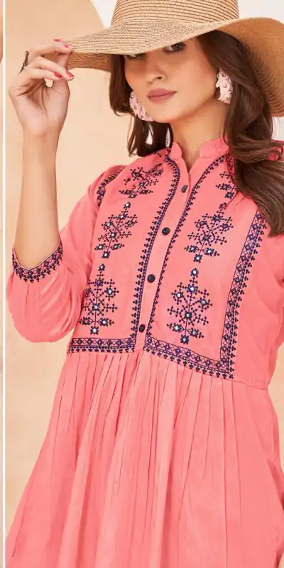 INLI Bubbly Pink Color Georgette Sequins Embroidery work Kurti Casual, Wedding, Party, Festive, Events Etc. Expected Delivery 4-6 Working Days @999/- | Bollywood Kurti, Creative Kurtis, Designer Kurti, Kurti, Party Wear Kurti, Selfie Kurti