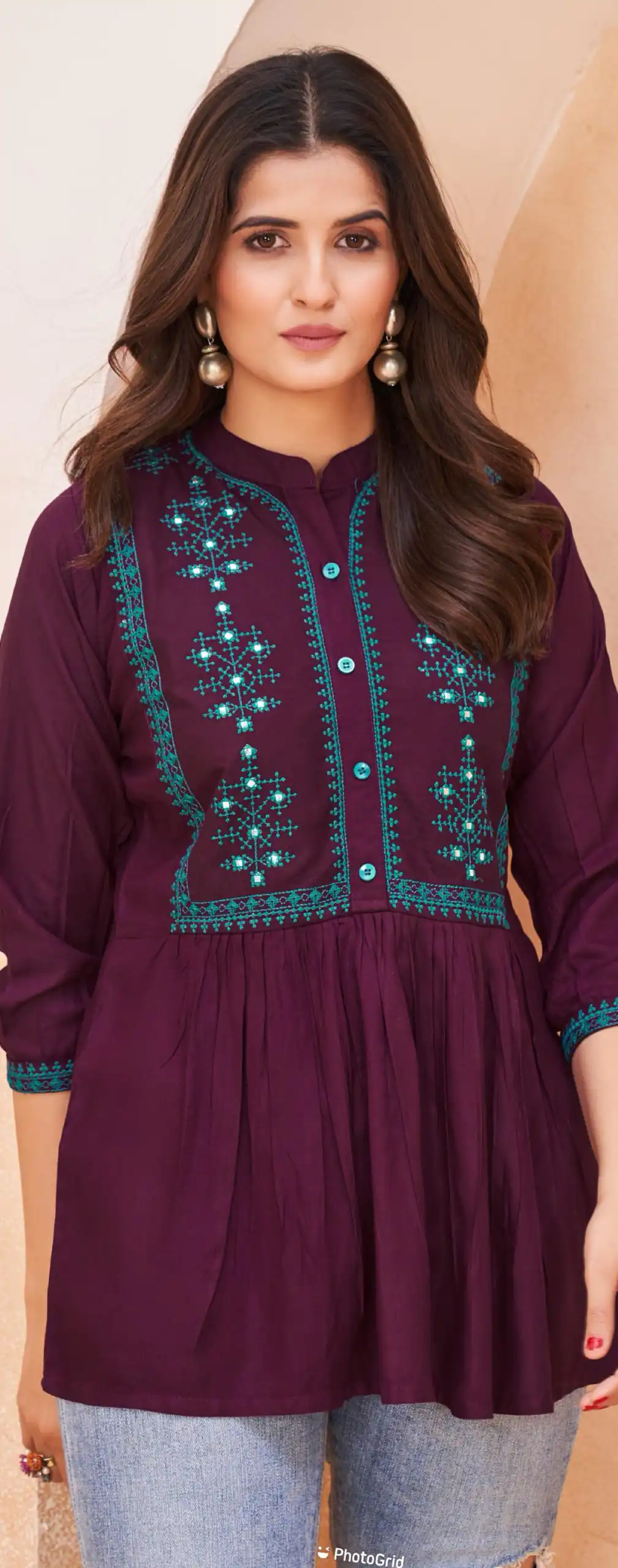 INLI Bubbly Wine Color Heavy Rayon Embroidery work Kurti Casual, Wedding, Party, Festive, Events Etc. Expected Delivery 4-6 Working Days @999/- | Bollywood Kurti, Creative Kurtis, Designer Kurti, Kurti, Party Wear Kurti, Selfie Kurti