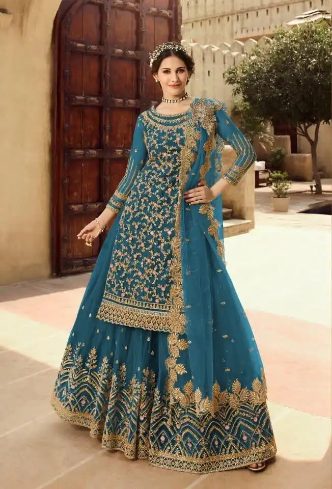 S 15030 Persian Blue Color Georgette Soft Net Sequence Embroidery Work Lehenga Choli Wedding, Party, Events Etc. Expected Delivery 4-6 Working Days @2299/- | Bollywood Lehenga, Creative Lehenga, Designer Lehenga, Embroidered Lehenga, Lehenga, Party Wear Lehenga