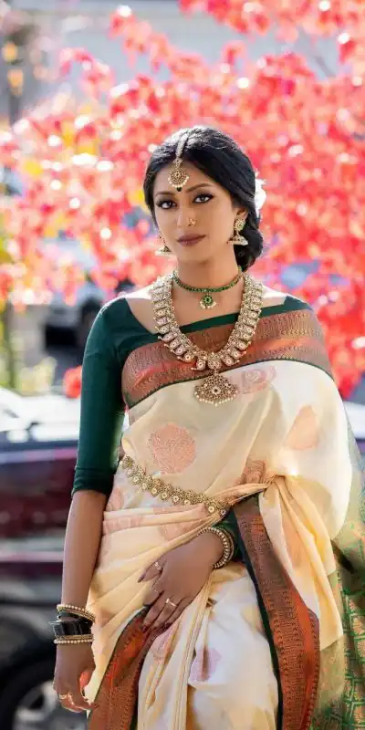 DDF White Copper Color Banarasi Soft Silk Ordinary Design Saree Casual, Party Wear, Wedding, Events, Etc. Expected Delivery 4-6 Working Days 1499/- | Bollywood Sarees, Creative Sarees, Designer Sarees, Embroidered Sarees, Ethnic Saree, Modern Digital sarees, Party Wear Sarees, Sarees