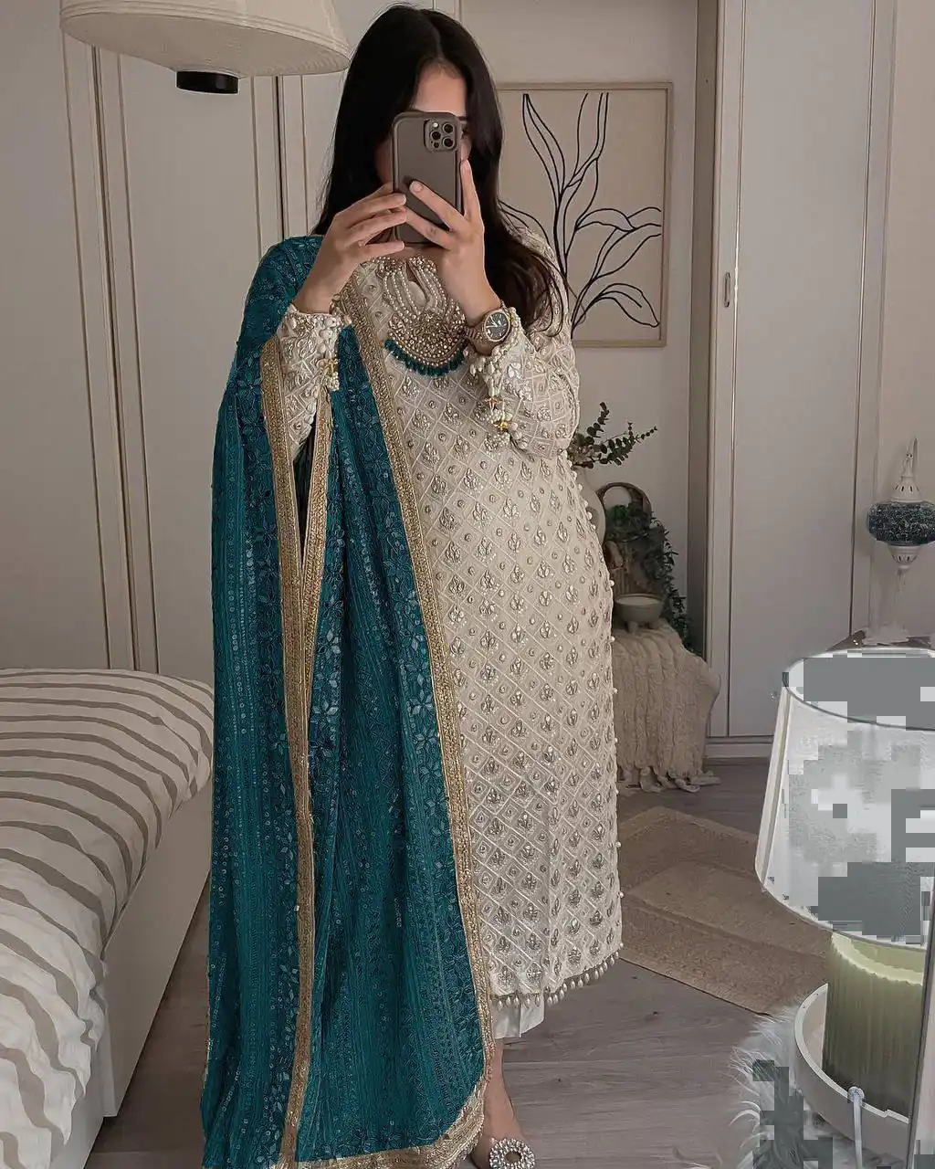 LG 1816 White Color Sequence Work Salwar Suit With Peacock Blue Dupatta Casual, Wedding, Festive, Events Etc. Expected Delivery 4-6 Working Days @2349/- | Casual Suits, Creative suits, Designer Suits, Party Wear Suits, Patiala Suits, Salwar suit, Straight Suits