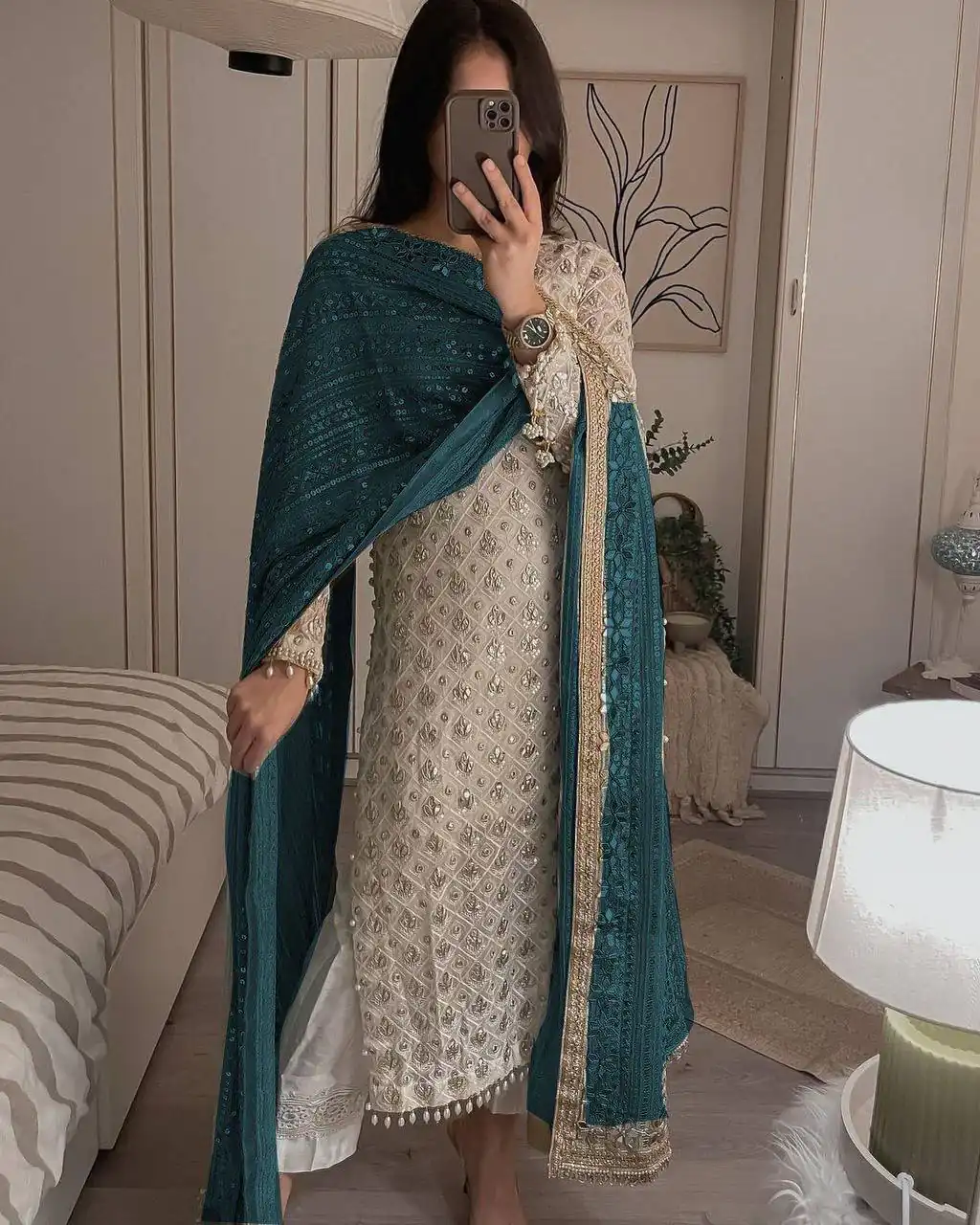 LG 1816 White Color Sequence Work Salwar Suit With Peacock Blue Dupatta Casual, Wedding, Festive, Events Etc. Expected Delivery 4-6 Working Days @2349/- | Casual Suits, Creative suits, Designer Suits, Party Wear Suits, Patiala Suits, Salwar suit, Straight Suits