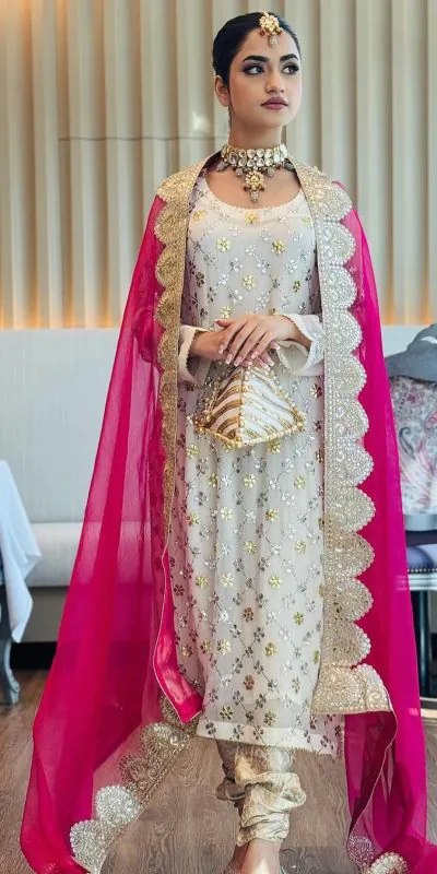 NSR 801 White Color Heavy Faux Georgette Embroidery Sequence Work Sharara Suit Casual, Party Festive, Events Etc. Expected Delivery 4-6 Working Days @1999/- | Jump Suits, Casual Suits, Creative suits, Designer Suits, Palazzo Suits, Party Wear Suits, Patiala Suits, Salwar suit, Straight Suits