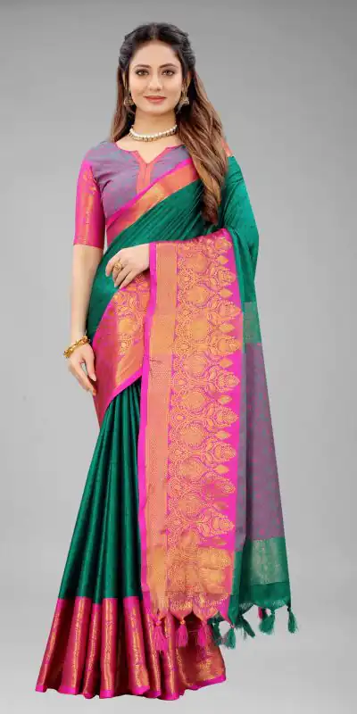 MBโข๏ธย 3204 Green Color Pure Mercerized Cotton Silk Saree Casual, Wedding, Party Wear, Festival, Events, Etc. Expected Delivery 4-6 Working Days @1449/- | Bollywood Sarees, Creative Sarees, Designer Sarees, Embroidered Sarees, Ethnic Saree, Modern Digital sarees, Party Wear Sarees, Sarees